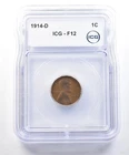 1914-D Lincoln Wheat Cent F12 ICG *8992