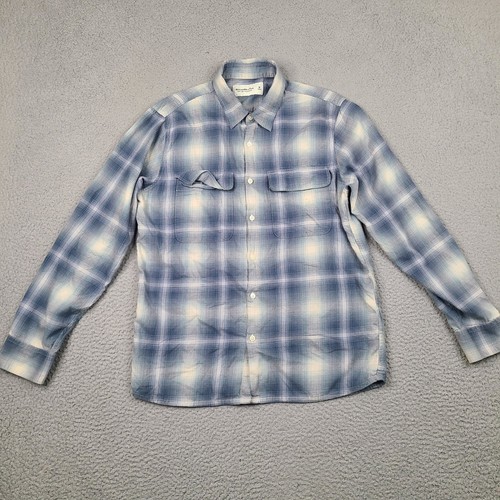 Abercrombie & Fitch Soft A&F Flannel Shirt Mens Medium Blue White Plaid