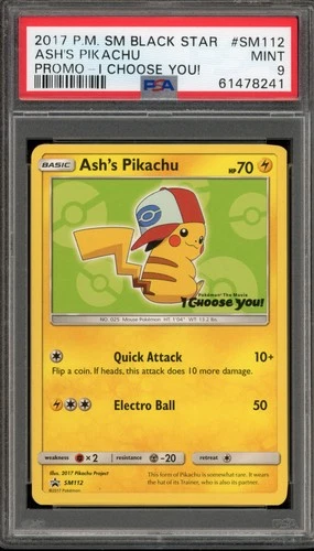 Pokemon Ash's Pikachu I Choose You! Movie Black Star Promo SM112 PSA 9 Mint