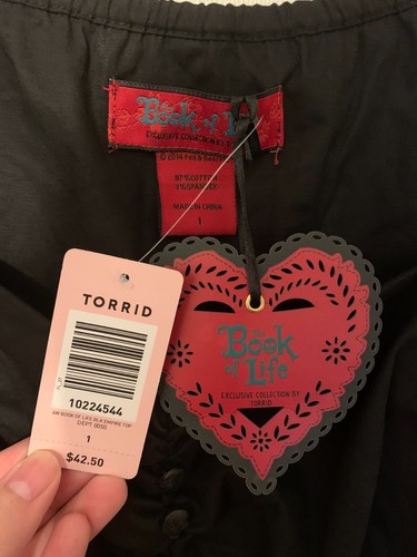 Torrid NWT 1X Book of Life Black Empire Top Side Zipper Skull Buttons - Picture 3 of 5