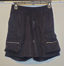 Women's Black Shorts Elastic Waist Pockets Small