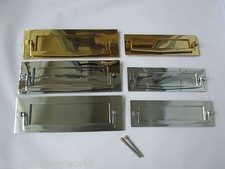 HEAVY SPRUNG SOLID BRASS LETTER BOX POSTAL PLATE COVER VICTORIAN+ DOOR KNOCKER