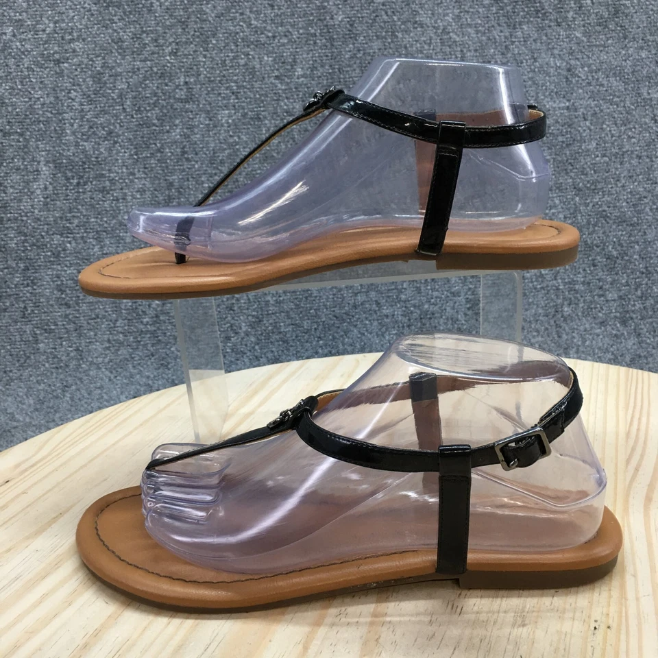 Sandalias BCBGeneration para mujer 9 M Astoria con correa negra de imitación de cuero Foto 2 de 4