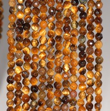 4MM YELLOW TIGER EYE GEMSTONE FACETED ROUND LOOSE BEADS 15"