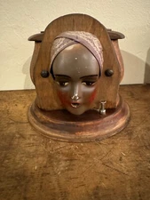 Vintage Kindel & Graham San Francisco Wood Gypsy Genie Cigarette Dispenser