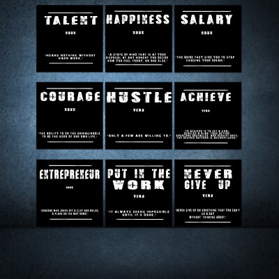 HUSTLE, TALENT, motivierende & inspirierende Zitate, quadratisches Wandbild Leinwand