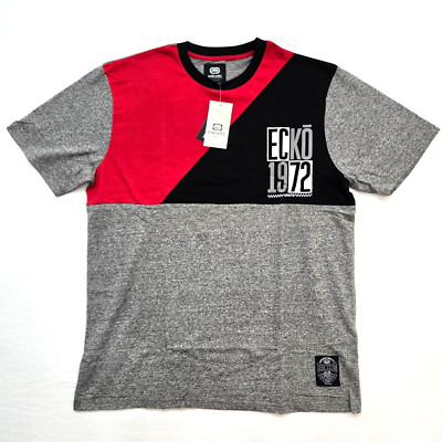 Ecko Unltd Men's T-Shirt Gray Marled Red Black Design Graphic T-Shirt EO12K955