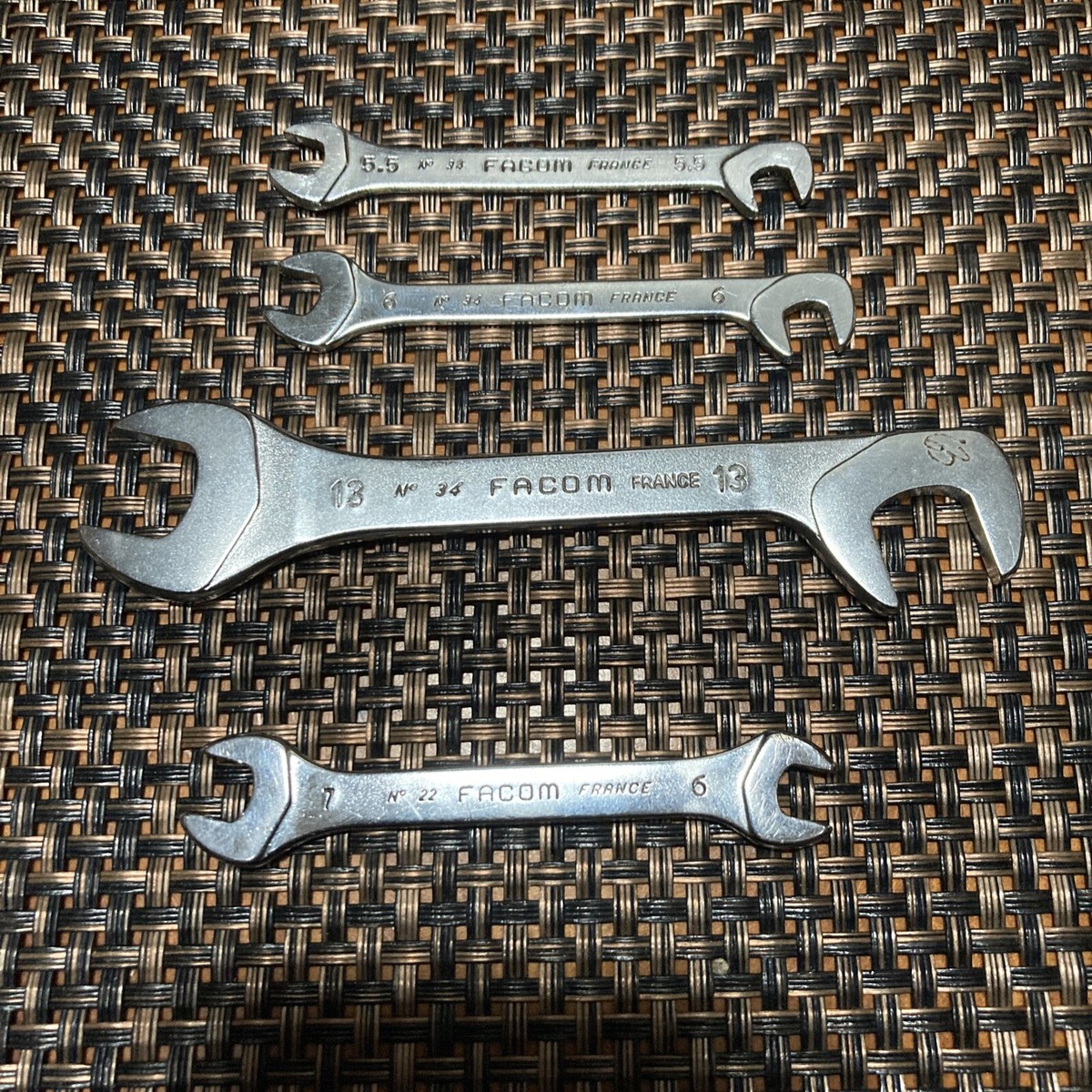 Lot of 3) FACOM Offset Open End Wrench No.34 5.5mm, 6mm Lot of 3) FACOM Offset Open End Wrench No.34 5.5mm, 6mm
