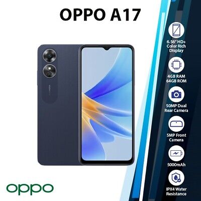 (Unlocked) OPPO A17 4GB+64GB GLOBAL Ver. Android Dual SIM Mobile Phone –  Black 