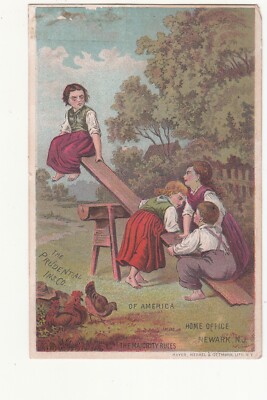 Prudential Insurance Co MAJORITY RULES See Saw Newark NJ Vict Card c1880s