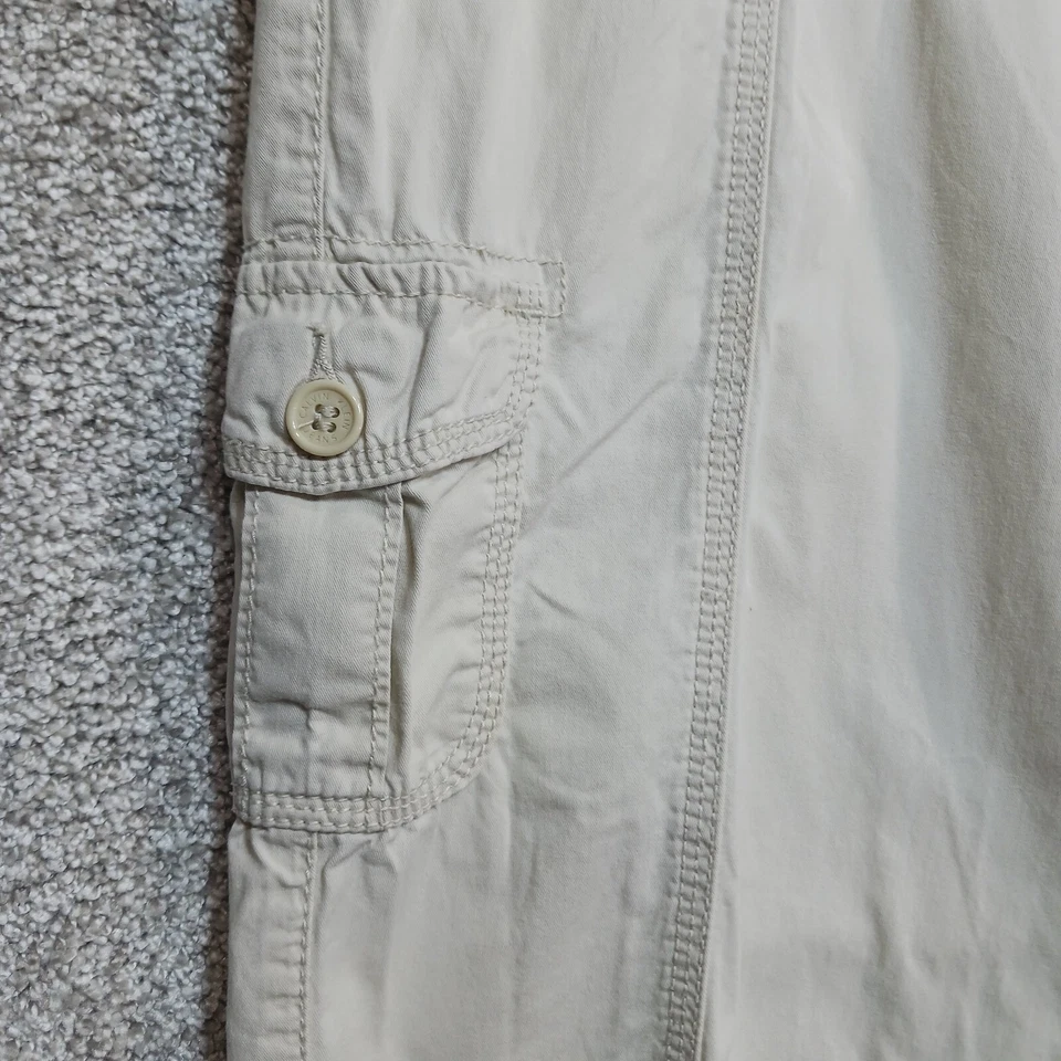 Pantalones Calvin Klein Mujer Talla 14 Blanco Lona Regular Pierna Recta Bolsillo Carga Foto 4 de 4