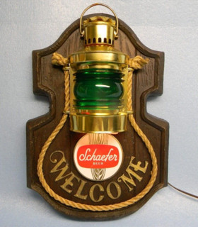 SWEET VINTAGE SCHAEFER BEER LIGHT UP NAUTICAL SIGN ALBANY NEW YORK BALTIMORE MD.