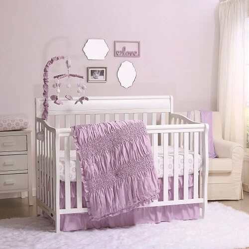 The Peanut Shell Lilac Kisses 4Pc Crib Bedding Set Includes Mobile Purple *New*
Opens in a new windo