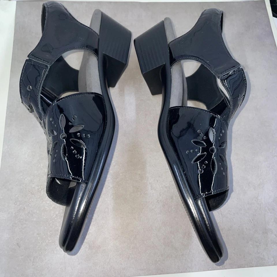 SAS Sunbrust Black Patent Tripad Comfort Sandals Heel Strap 9 m BRAND NEW $129! - Image 4 of 4