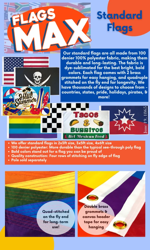 Bandera de nailon de casa militar hecha en Estados Unidos de 3x5 pies de la Marina de los Estados Unidos Foto 3 de 3