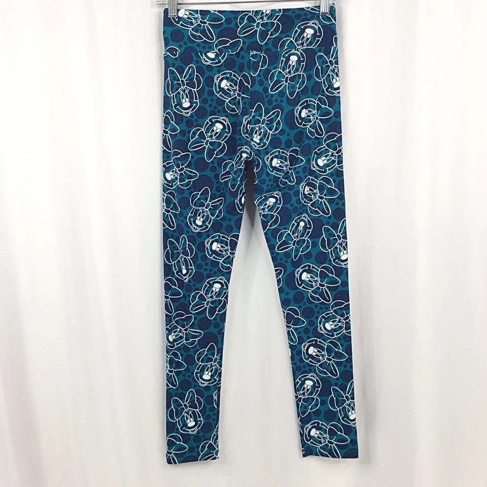LulaRoe Women's Disney Minnie Mouse Leggings OS Teal Blue Polka Dots Print - Image 2 of 4