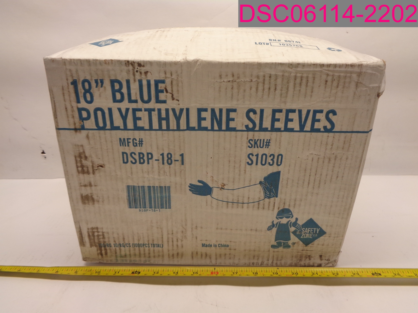 QTY=1000 (10 Bags of 100); Safety Zone 18" Blue Polyethylene Sleeves