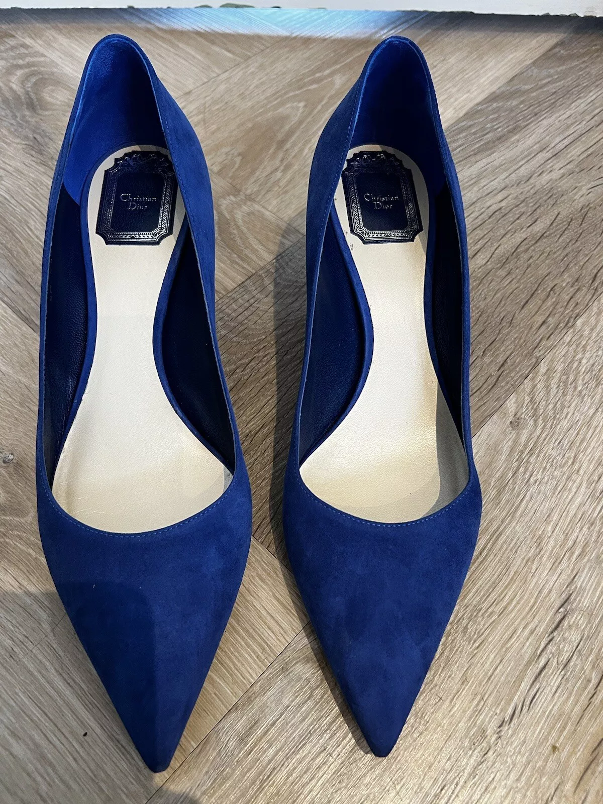 Vintage rare escarpins Christian Dior en daim bleu électrique taille 40,5