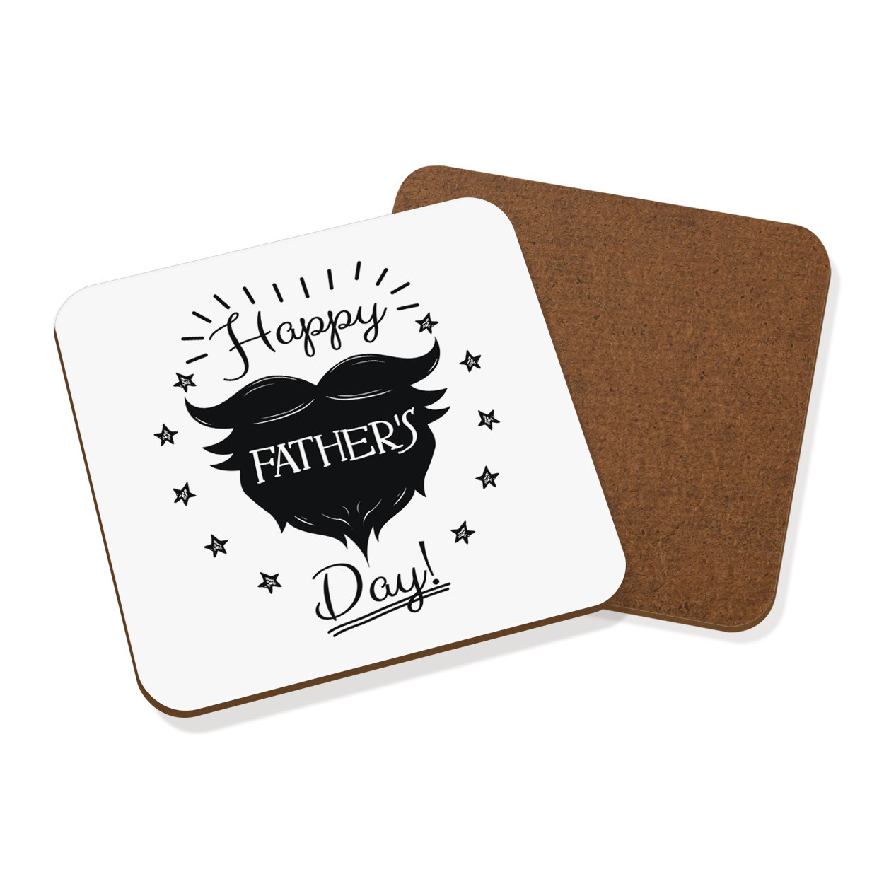 Happy Father's Day Beard Coaster Drinks Mat - Funny Dad Joke