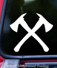 Crossed Firefighter Axes Vinyl Decal | Fireman Fire Dept FD VFD Die Cut Sticker