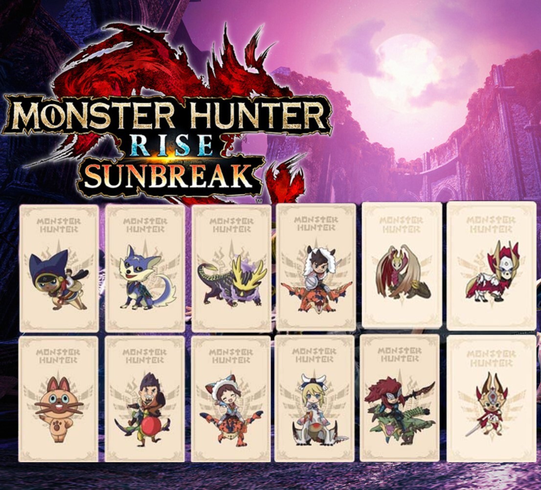 For NS Monster Hunter Rise Sunbreak amiibo Card Canyne Felyne Malzeno Palico