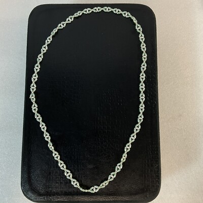 Beaded Fashion Green Silver 27  Intricate Pattern Necklace GnuFashion 