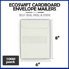1000 6 x 8 EcoSwift白色CD/DVD照片运输平底纸板信封邮件