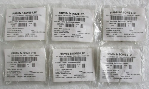 Batch of 6x UK Full Size:"1-SPACE MEDAL BROOCH BARS" (Firmin, Unopened Packs) - Picture 2 of 4