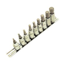 Hex Bit Socket Set 9pc AF Imperial Allen Key Hex Bit Sockets On Rail 3/8" Drive