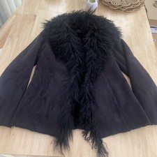 Jasper Conran Black Real Sheepskin Shearling Trim Jacket