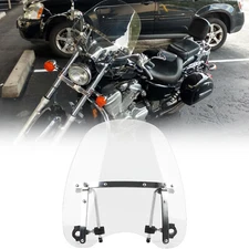 For Honda Shadow VT600C Large Clear 18"x16" Windshield to Fit 7/8" 1" Handlebar