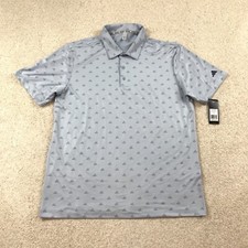 Adidas Golf Polo Shirt Mens Large All Over Print Logo Gray