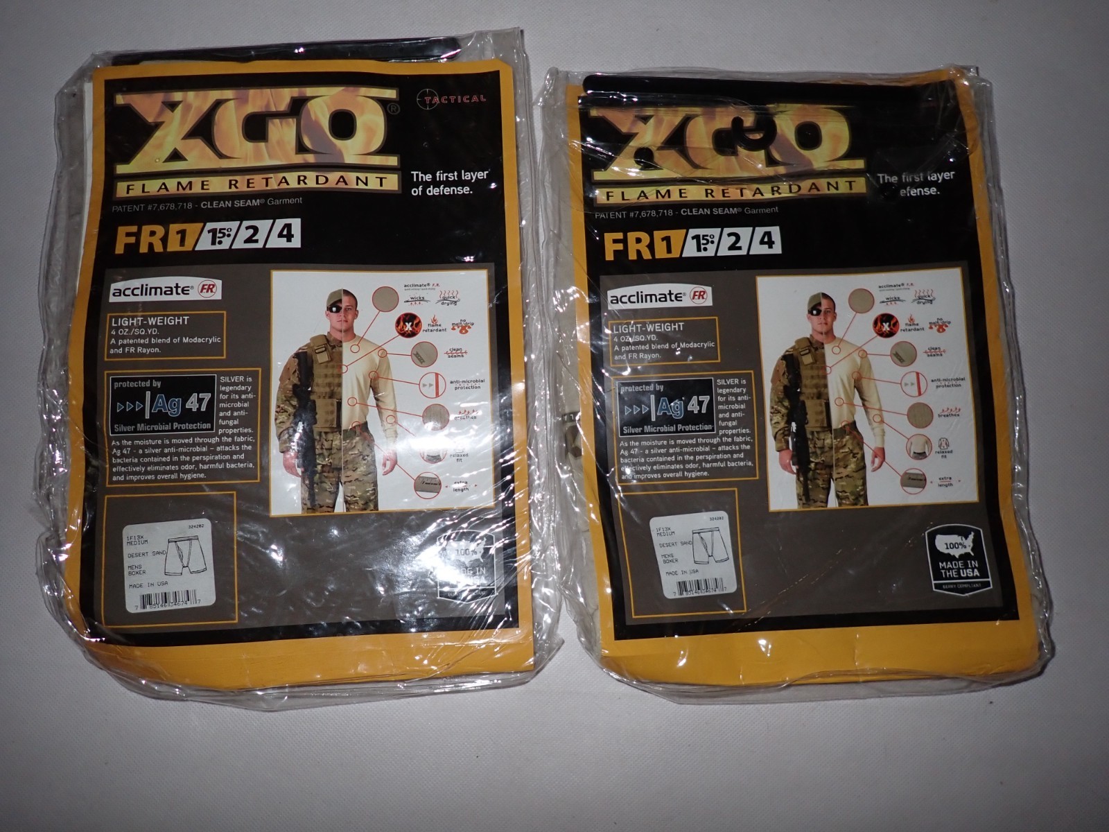 LOT  XGO Flame Retardant Lightweight Mens Boxer Brief Underwear M Desert Sand