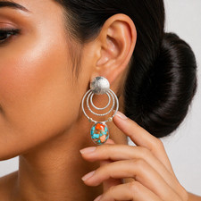 Spiny Oyster Dangle Earrings 925 Sterling Silver Jewelry For Mother 1.85''