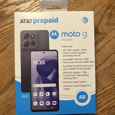AT&T MOTOROLA MOTO G POWER 2025 PREPAID SMARTPHONE 6.8 FHD DISPLAY Gray NEW