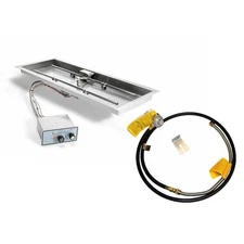 HPC Fire Flame Sense Gas Fire Pit Kit, 24x12in. Pan 18x6in. Burner, LP Small