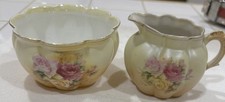 RS Prussia Sugar and Creamer Set Rose Design NO cracks, chips, or crazing