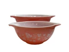 Vintage Set 2 PYREX Gooseberry Pink Cinderella Nesting Mixing Bowls 442 444