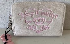 JUICY COUTURE GIRLIE ROYALTY Double Sided Trifold Wallet Sandstone And Pink NEW