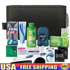 Men's Travel Hygiene Kit 15 Piece Essentials TSA Compliant Toiletry Bag Set New