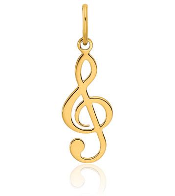 14K massives Gelbgold kleine Musik Note Anhänger Halskette 18mm 3/4 Zoll poliert