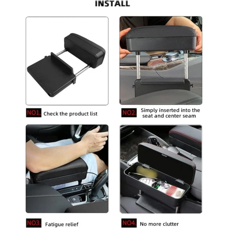 Suporte de braço para carro SUV caixa almofada ajustável carro elevador central apoio de braço organizador de armazenamento - Imagem 4 de 4