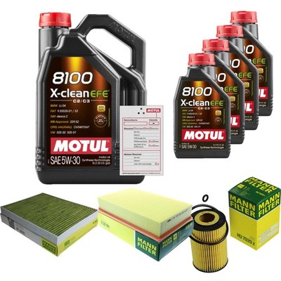 MANN Inspektionspaket 9L MOTUL 8100 X-CLEAN EFE 5W-30 für VW Multivan VI 2.0