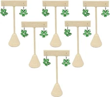 888 Display USA - 6 Pack 6.75" Beige Linen Earring T Stand Showcase Displays