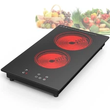 Electric Cooktop,Built-in and Countertop Electric Stove Top, 2100W 110V Elect...