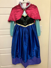 Disney Frozen Girls Dress Up Costume Dress w/ Cape Polyester Blue Size 7/8