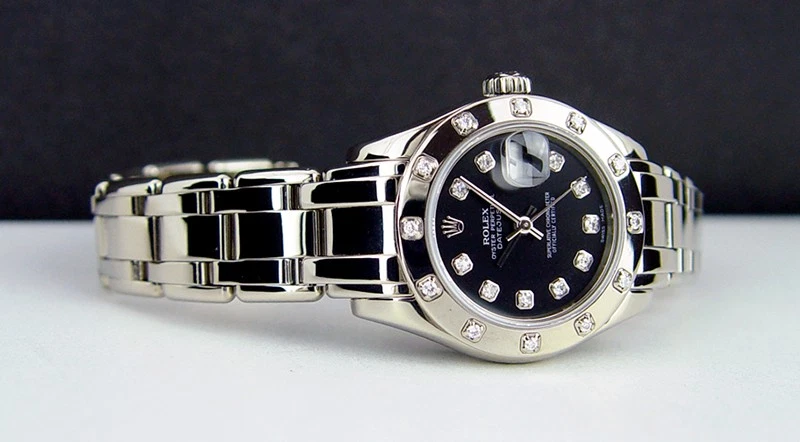 Rolex Lady Datejust Pearlmaster Oro Blanco Negro 12 Diamantes 80319 - CAJA DEL RELOJ Foto 4 de 4