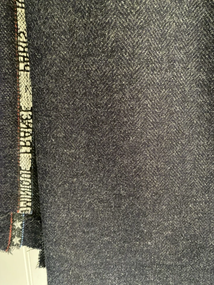Cashmere Dark Blue Fabric Herringbone - Image 3 of 4