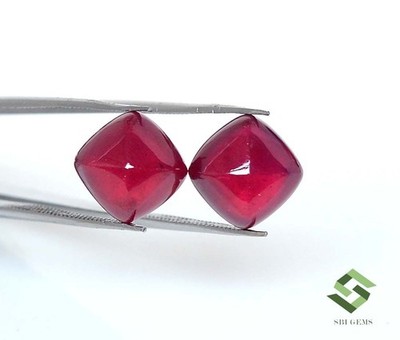 2 X Natürliches Rubin Sugar Loaf Paar 10x10 mm 16.42 CTS Cabochon GF