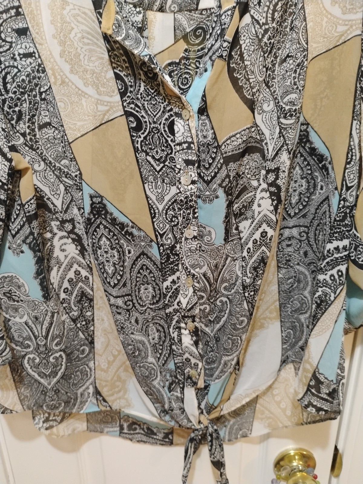 Chico 2 Sheer, Patterned, Button Up, Bottom Ties,… - image 3